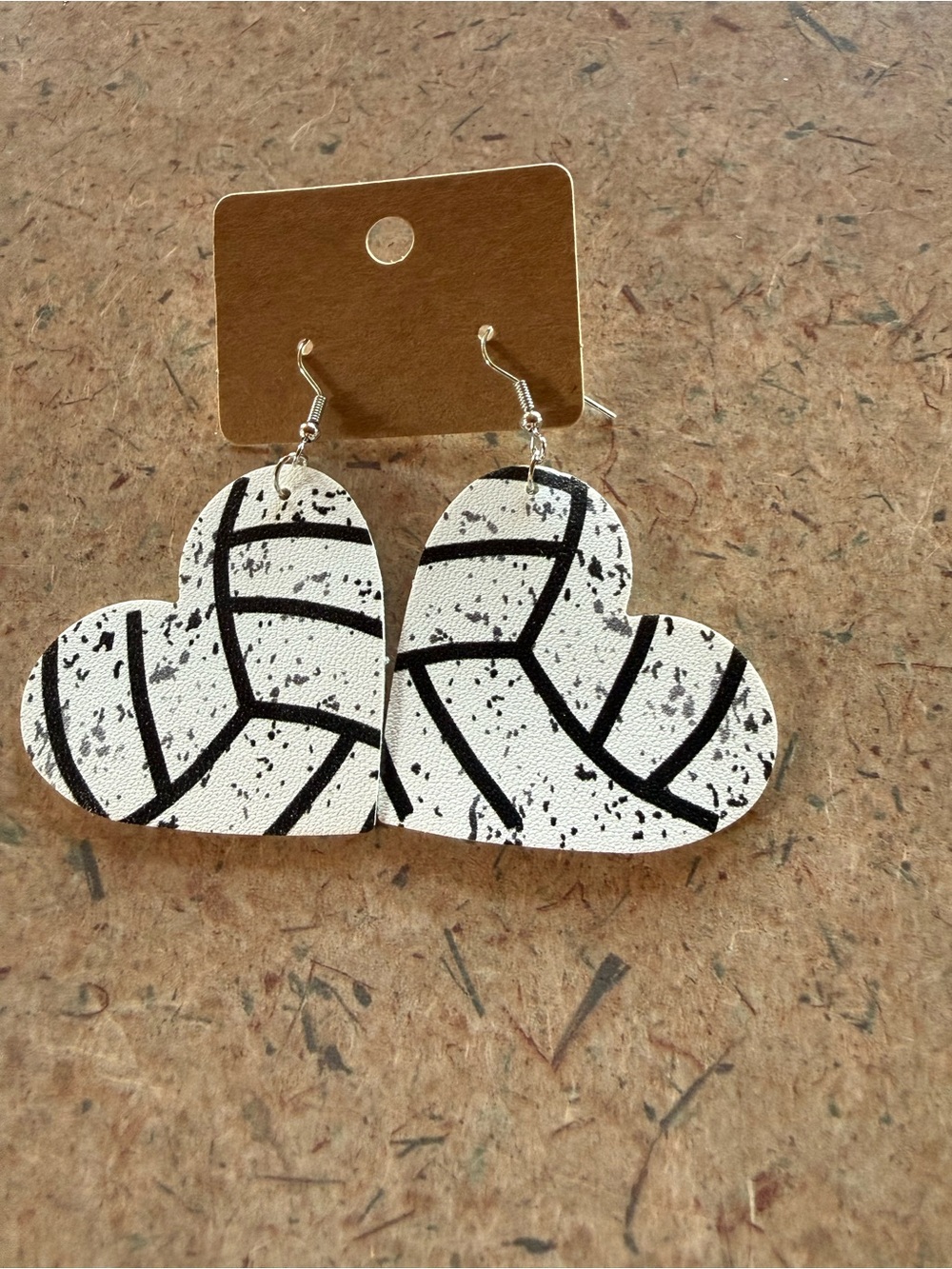 White Speckled Heart Dangle Earrings - Modern Home Accents